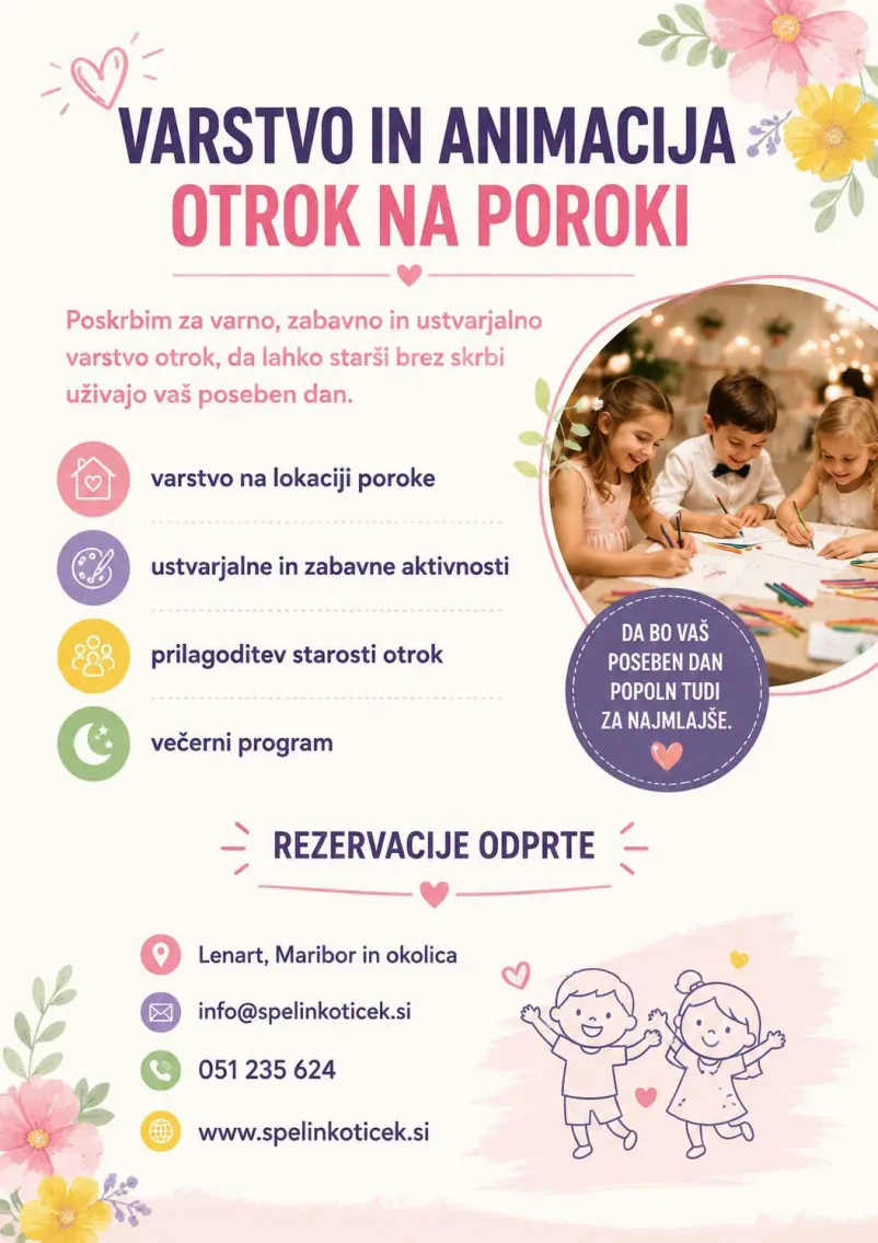 Animiranje otrok na porokah Slovenija