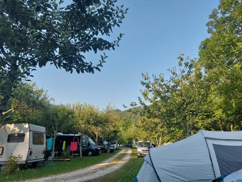 Campingplatz Lebanč, Fluss Nadiža, Kobarid, Slowenien