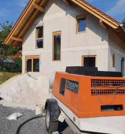 Polaganje strojnih estrihov in zaključna gradbena dela grobelno