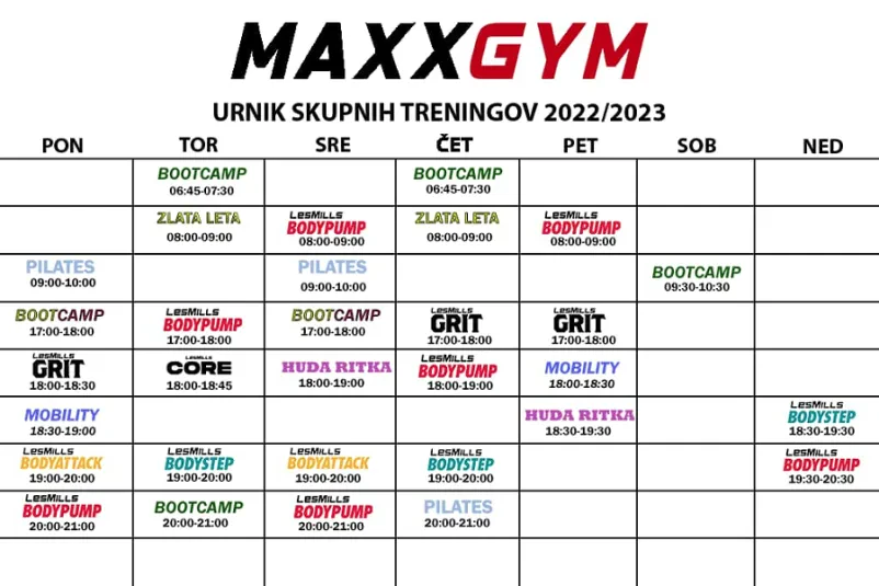 Dober in čist fitnes center in bogat program vodenih vadb v Ljubljani