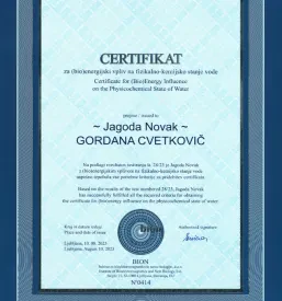 certifikat za (bio)energijsko delovanje na človeka