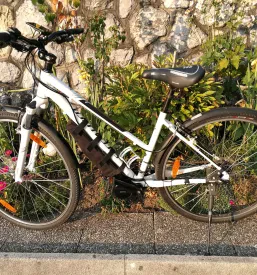 Prikaz gorskega kolesa, opremljenega z zmogljivim pogonskim setom za električna kolesa, nameščenim na sredinsko os.